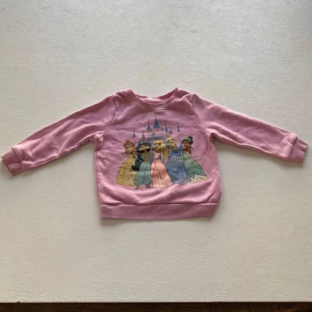 Disney Princess Toddler Sweatshirt 3T Pink Crewneck Pullover Castle
